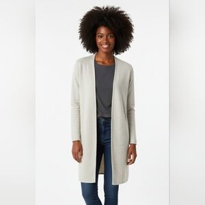 Madewell Women's Wool Light Cream And Gray Open Front Sweater Cardigan Small